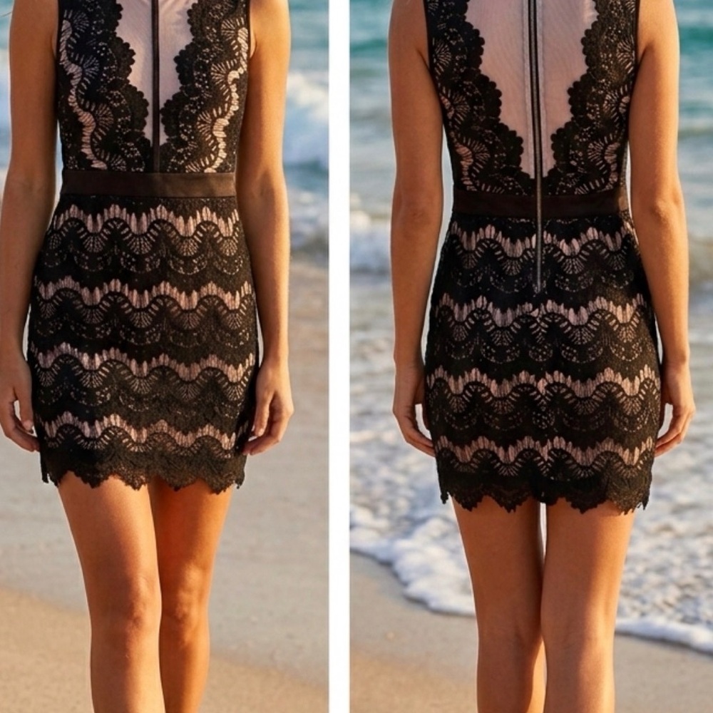 Elegant Black Lace Mini Dress